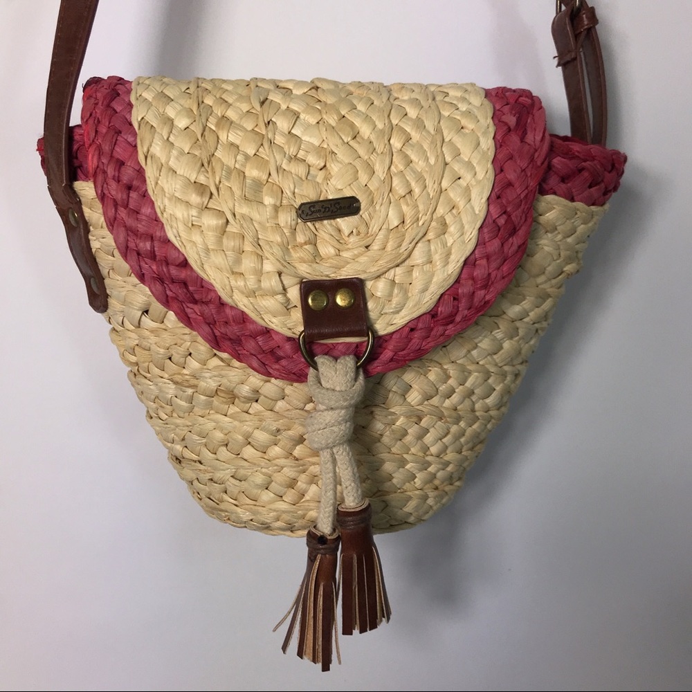 {Sun N’ Sand} Cute Straw Crossbody Shoulder Bag Gem